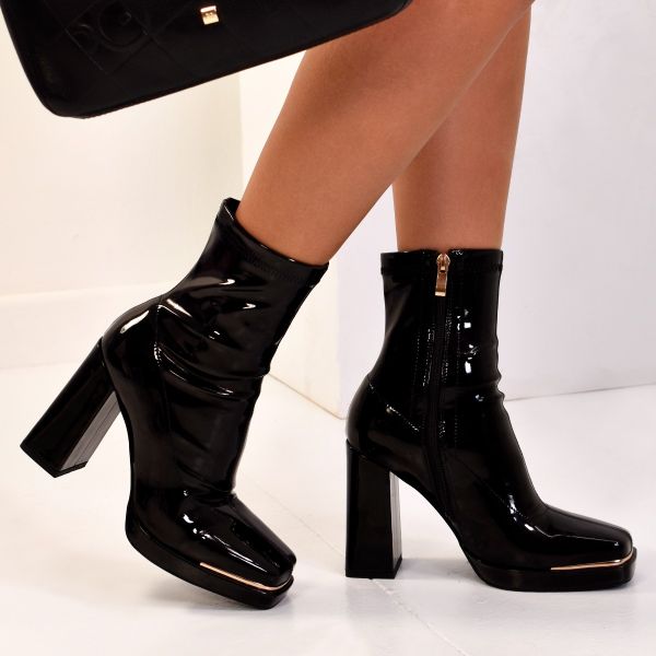 BOOT WITH BLACK PATENT LEATHER W1570-K59 HEEL