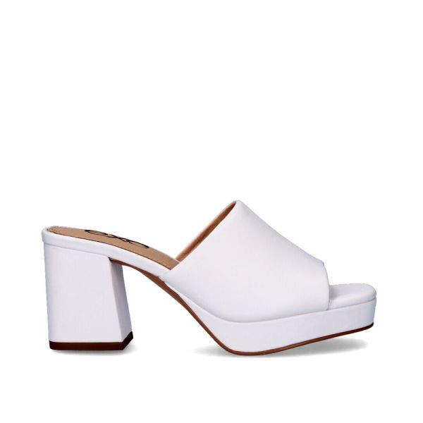 LINA-502 WHITE CLOG-TYPE SANDALS WITH HIGH HEELS