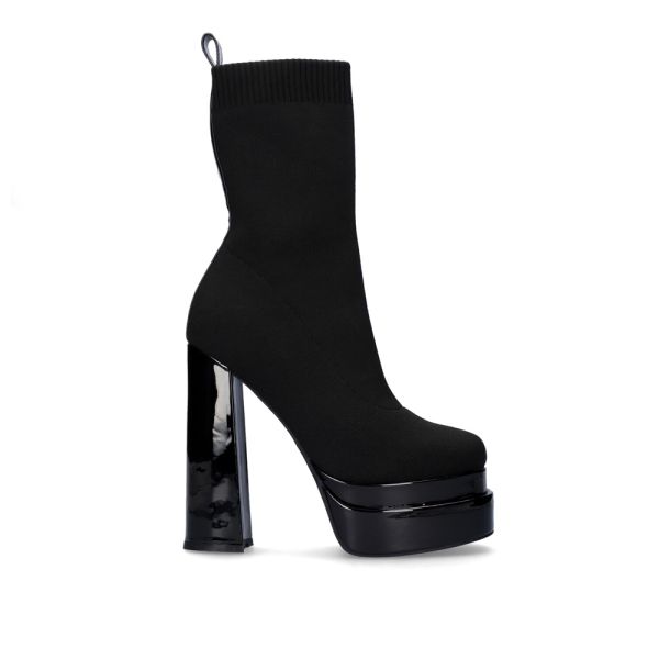 ANKLE BOOT ESATILO SOCK WITH DOUBLE PLATFORM T3729-L1561 IN BLACK