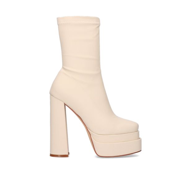 DOUBLE PLATFORM AND HEEL ANKLE BOOT T3826-M3170  BEIGE
