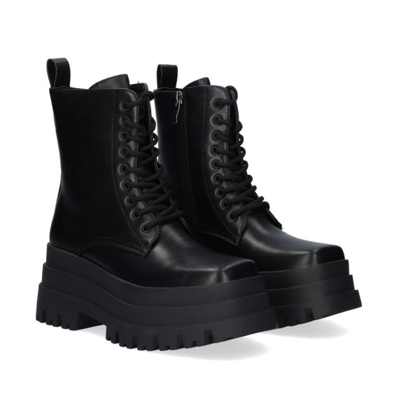 MILITARY STYLE ANKLE BOOTS W2517-B182 BLACK